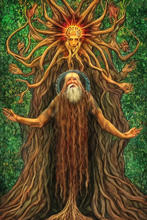 Prompt: gnostic kabbalist druid - merging with - the tree of life
