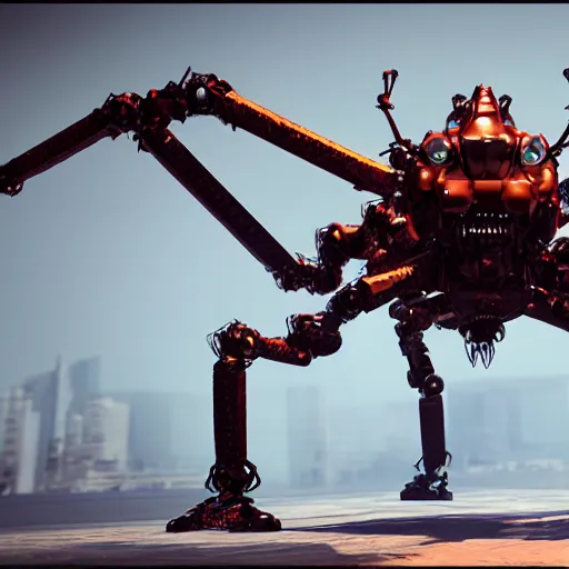 Image similar to hexapod beast, convex, kitbashing, robot, unreal engine, 4 k