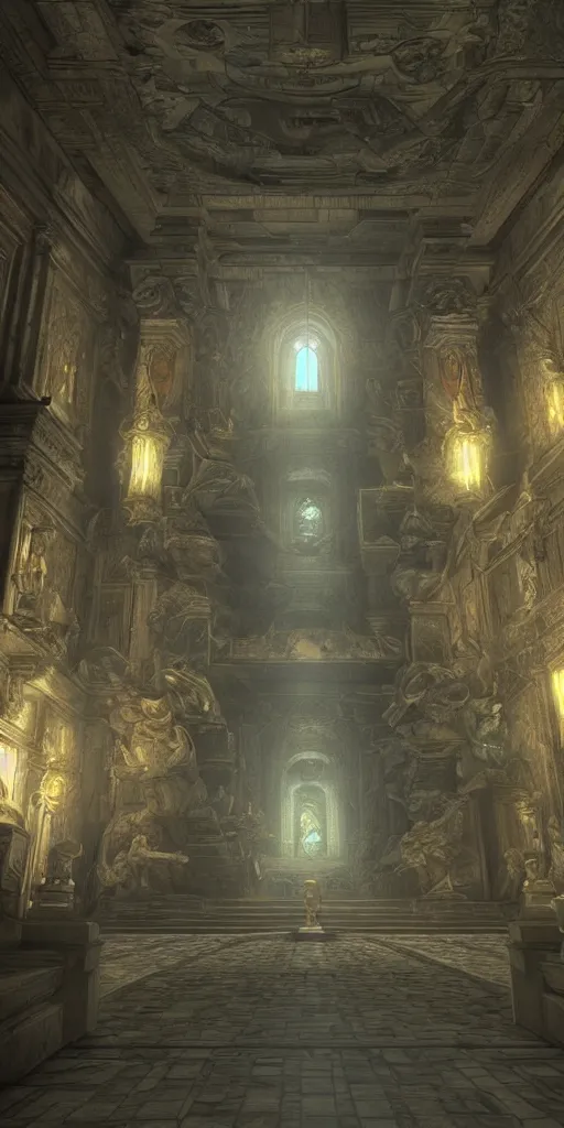 Prompt: photorealistic temple of time, moody lighting, marvelous, unreal engine, artwork by leonardo da vinci