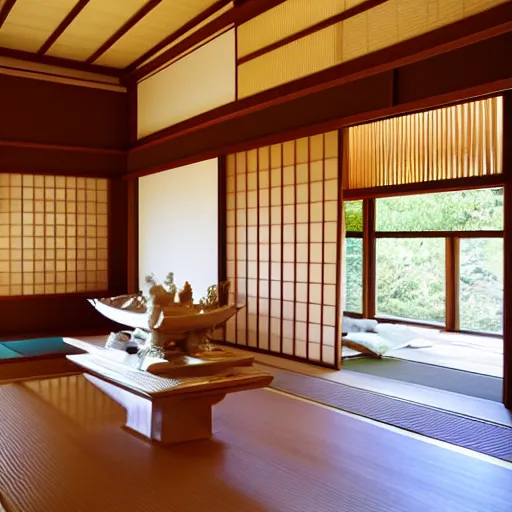 Prompt: interior of a grand japanese house
