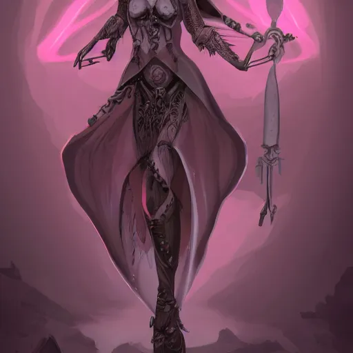 Image similar to a beautiful feminine necromancer raising the dead, illustration, skulls, character design by nixeu, artstation, 2 d cg