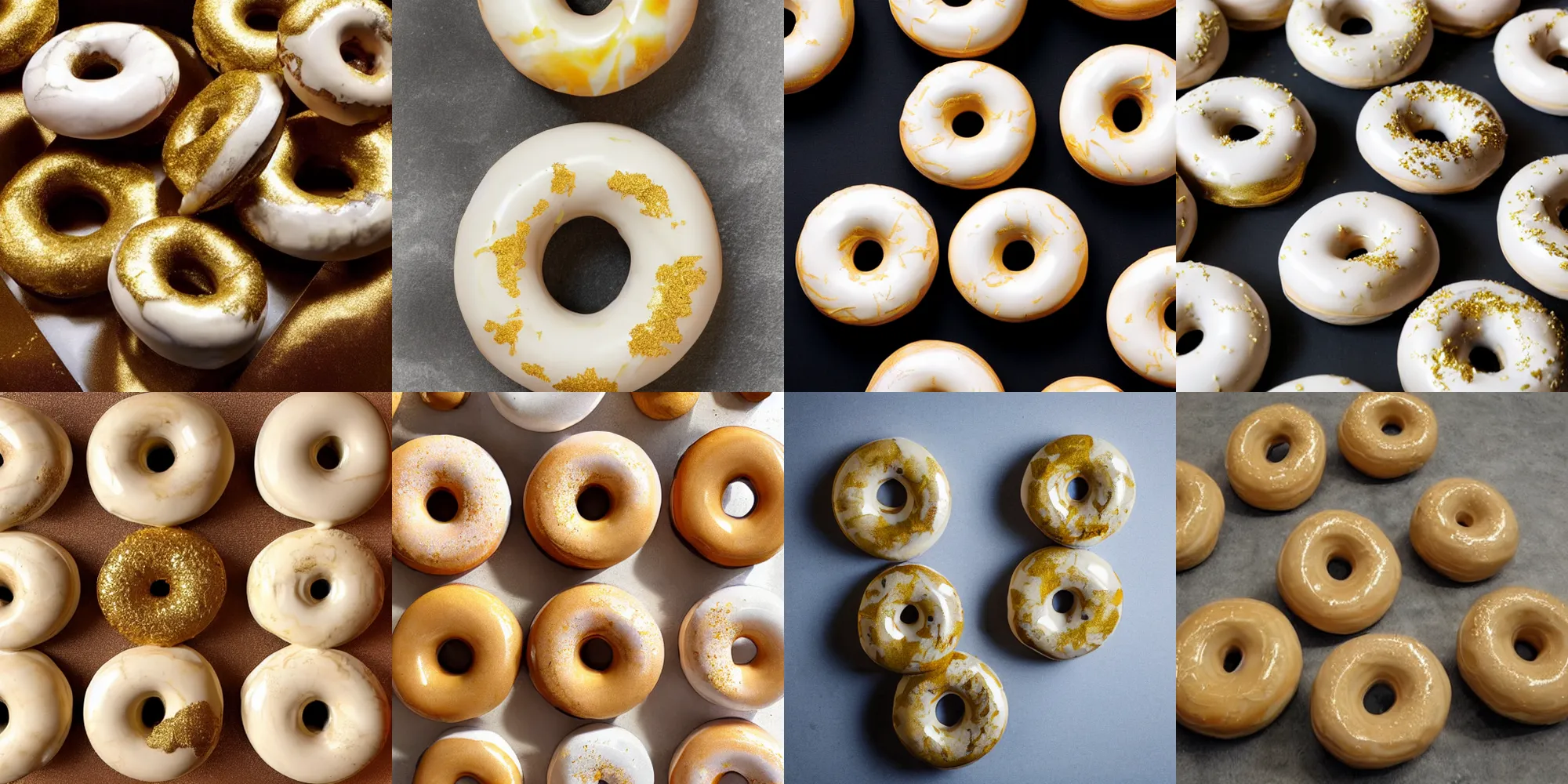 Prompt: marble donuts with glaze of gold, realistic, modern art