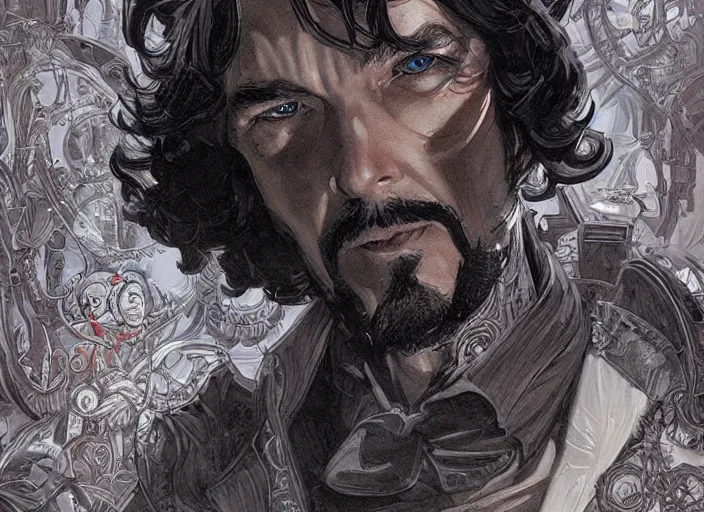 Image similar to a highly detailed evil portrait of stephen strange, james gurney, james jean