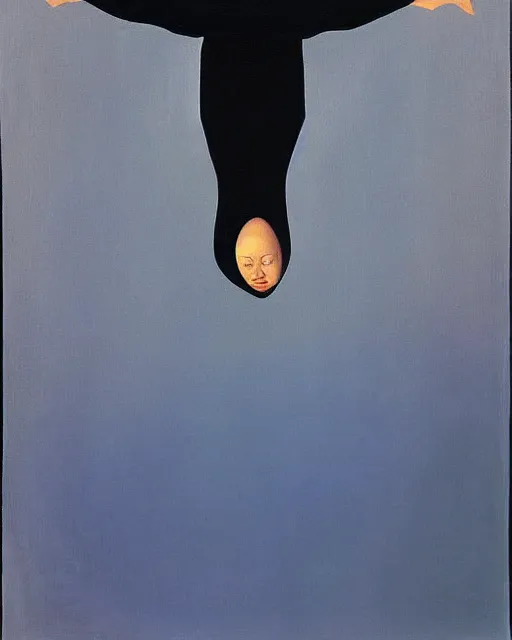 Image similar to portrait of an upside - down woman by rene magritte