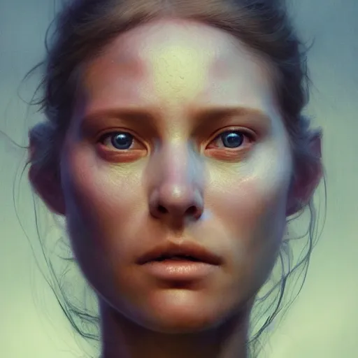 Image similar to a hyper - realistic detailed character concept art portrait of a beautiful woman on a depth of field background, artstation, award - winning realistic sci - fi concept art by jim burns and greg rutkowski, beksinski, a realism masterpiece, complimentary color palette, james gilleard, bruegel, alphonse mucha, and yoshitaka amano.