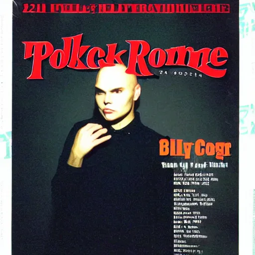 Image similar to 2 1 yo billy corgan 1 9 9 6 rock tour photograph, rollingstone magazine