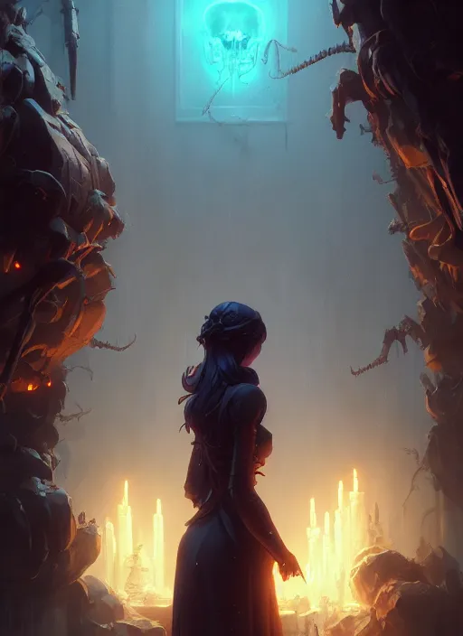 Image similar to Highly detailed necrotic bones, Stephen Bliss, unreal engine, fantasy art by Greg Rutkowski, Loish, Rhads, Makoto Shinkai and Lois van baarle, ilya kuvshinov, rossdraws, Tom Bagshaw, global illumination, radiant light, detailed and intricate environment