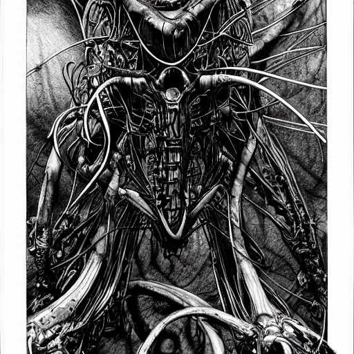 Image similar to birthing pod by tsutomu nihei, inked, minute details, desolation, hyper realistic, cosmic horror, biomechanical, beautiful