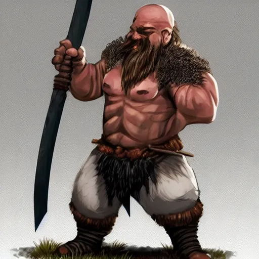 Prompt: duergar barbarian with an axe, dnd, fantasy