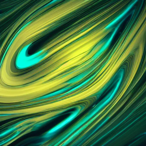 Image similar to moving swirls of hypnotic beauty surround the beating neon landscape of amber green teal, 4 k octane render