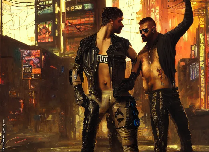 Image similar to cyberpunk pro wrestling match ( blade runner 2 0 4 9, dystopian, cyberpunk 2 0 7 7 character design ). orientalist portrait by john william waterhouse and james gurney and theodore ralli and nasreddine dinet, oil on canvas. cinematic, hyper realism, realistic proportions, dramatic lighting, high detail 4 k