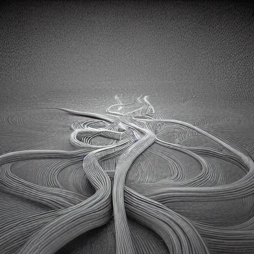 Image similar to clouded origins ( rca umbilical tendrils ), in the style of hiroya oku and riyoko ikeda and stanley kubrick, black and white, photorealistic, epic, super technical, 3 d render