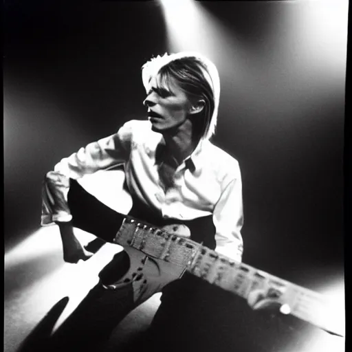 Image similar to david bowie plays the crocodile in concert, studio light, woodstock photo, kodackchrome, dream pinhole