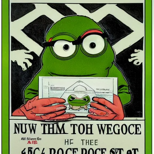 Prompt: pepe the frog at the post office by norman rockwell