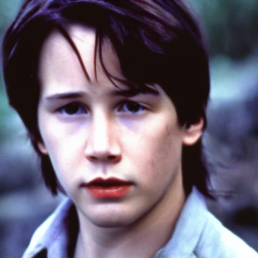 Prompt: young Keanu reeves as Harry Potter, 35mm film