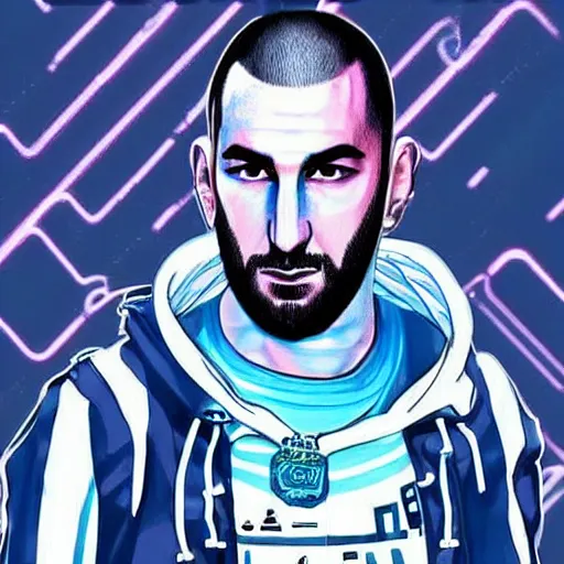 Image similar to benzema with cyberpunk style