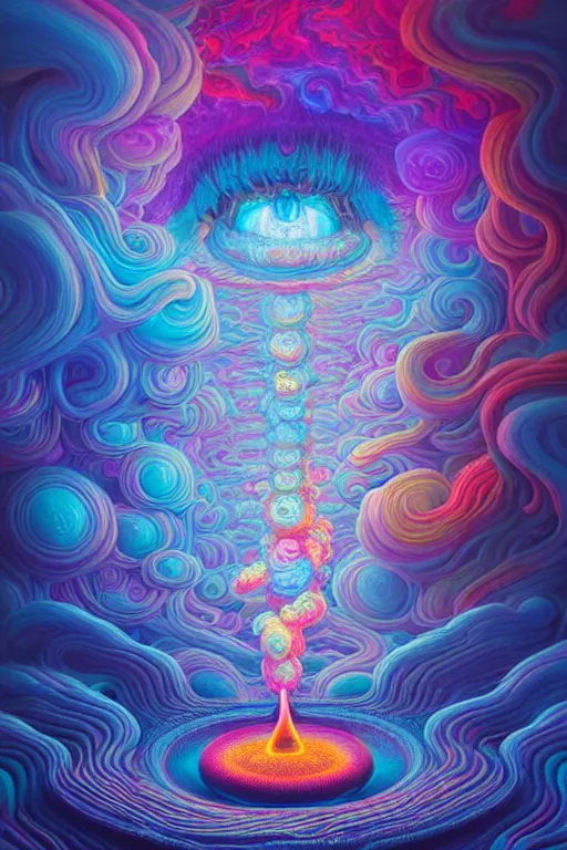 Image similar to colorful liquid smoke and clouds opening portal to another dimension, dmt, psilocybin, lsd, face, detailed, intricate, elegant, highly detailed, digital painting, artstation, concept art, smooth, sharp focus, illustration, art by hana yata, and artem demura and beeple, octane render, unreal engine, 8 k