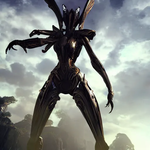 Prompt: high quality bug pov shot, of a highly detailed beautiful Giant female warframe, looming over you, unaware of your existence, highly detailed art, epic cinematic shot, realistic, professional digital art, high end digital art, furry art, DeviantArt, artstation, Furaffinity, 8k HD render, epic lighting, depth of field