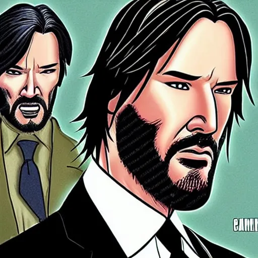 Image similar to john wick in a comic book