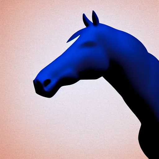 Image similar to logo of a horse head statue , background from blue to red