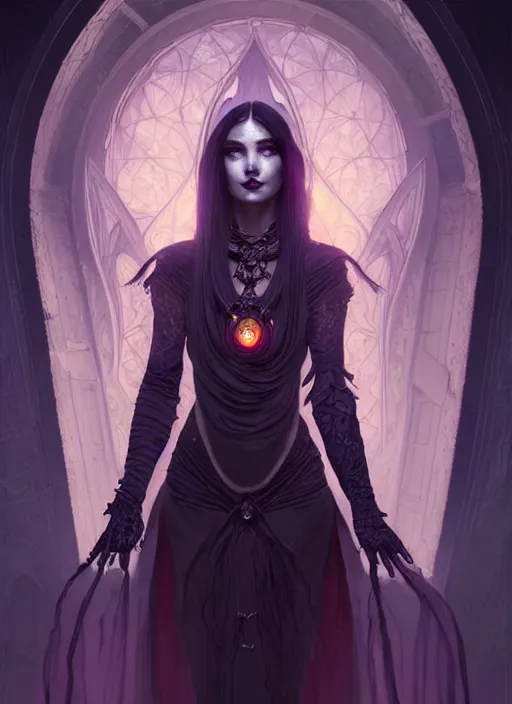 Image similar to a beautiful cinematic female Necromancer Sorceress, galatic shamen with Quantum energy fantasy, fantasy magic, undercut hairstyle, dark light night, intricate, elegant, sharp focus, illustration, highly detailed, digital painting, concept art, matte, art by WLOP and Artgerm and Greg Rutkowski and Alphonse Mucha, masterpiece