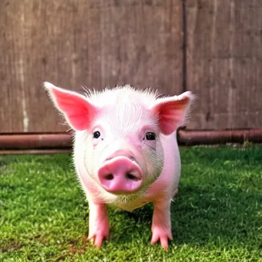 Image similar to miniature pig wearing a sunhat, piglet, piggy, baby animal, cute, adorable, summer