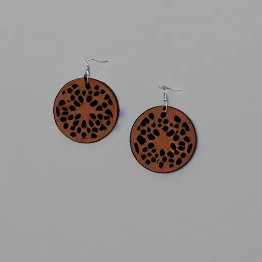 Image similar to laser cut wood earrings, designs, trippy