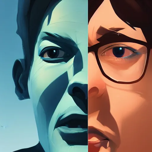 Image similar to face icon stylized minimalist michael crichton, loftis, cory behance hd by jesper ejsing, by rhads, makoto shinkai and lois van baarle, ilya kuvshinov, rossdraws global illumination