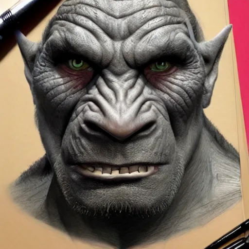 Prompt: photorealistic portrait of an orc, extremely detailed facial structure and eyes