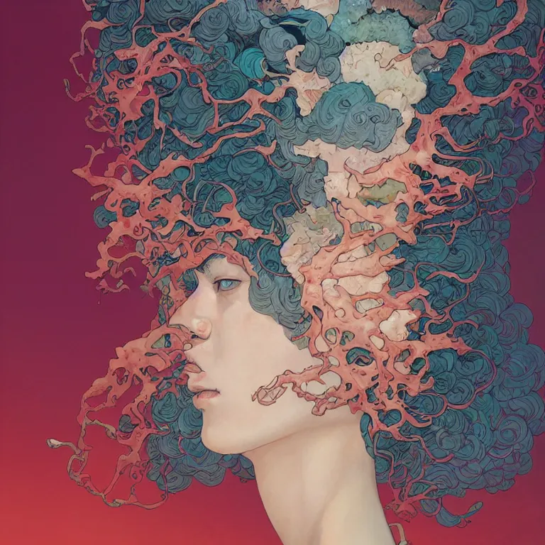 Image similar to woman with coral reef hair portrait soft light painted by james jean and katsuhiro otomo and erik jones, inspired by akira anime, smooth face feature, intricate oil painting, high detail illustration, sharp high detail