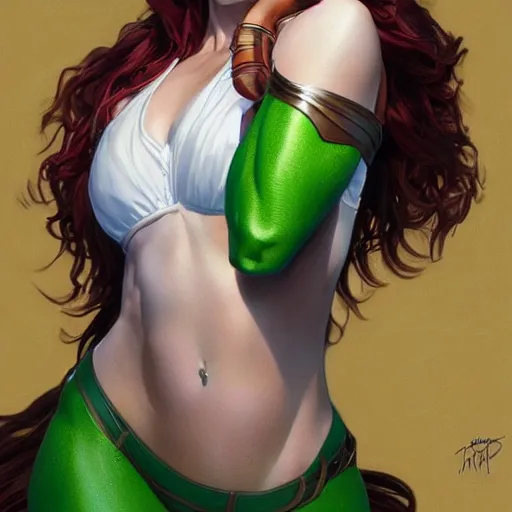 Image similar to ultra realistic illustration, bella thorne as shehulk, intricate, elegant, highly detailed, digital painting, artstation, concept art, smooth, sharp focus, illustration, art by artgerm and greg rutkowski and alphonse mucha