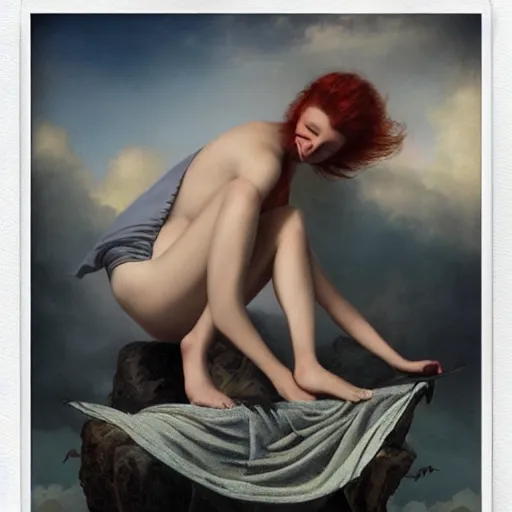 Image similar to the goddess of lost socks, by tom bagshaw peter kemp