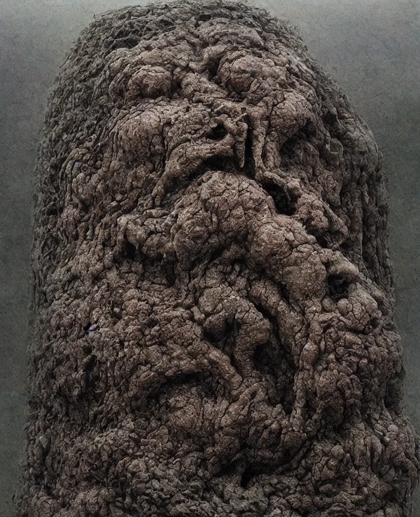 Image similar to giant head sculpture in the hell by zdislaw beksinski