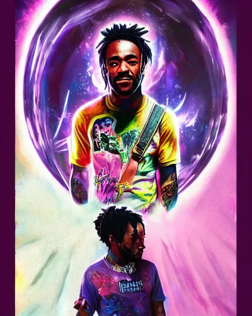 Image similar to lil uzi vert, airbrush, drew struzan illustration art, key art, movie poster