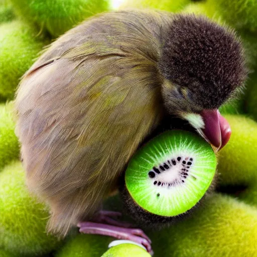 Image similar to Kiwi fruit, fuzzy kiwi, Bird, mixed with bird, mixed with kiwi, photography