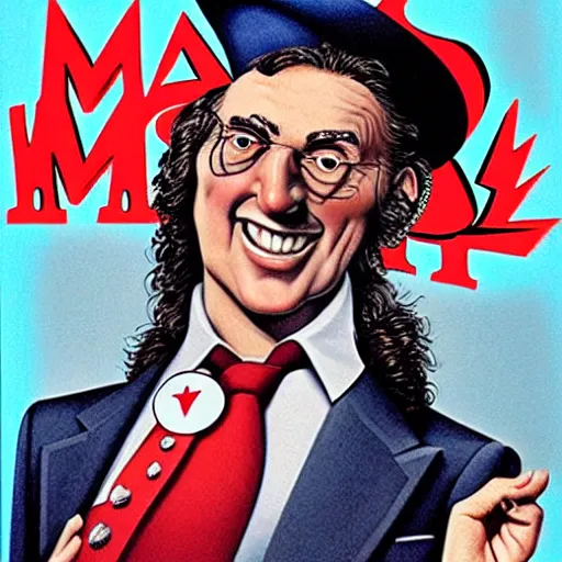 Image similar to Weird Al Yankavic on the cover of MAD MAGAZINE coverart stly Al Gaffee