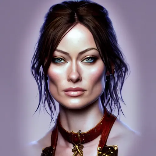 Image similar to Olivia Wilde, portrait, fantasy, medieval, beautiful face, vivid colors, elegant, concept art, sharp focus, digital art, Hyper-realistic, 4K, Unreal Engine, Highly Detailed, HD, Dramatic Lighting by Brom, trending on Artstation