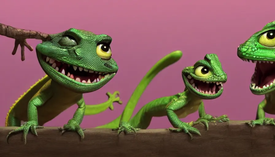 Prompt: very very very cute lizards by Max Kostenko and Bobby Chiu, disney, pixar, MPC, Framestore, character design for animation, video game character, cute, adorable, uplight, a lineup of characters, big disney eyes, symmetrical eyes, cuteness, 3d render, octane rendered, highly detailed, cinematic lightning, rendered by maya and houdini, highly detailed, unreal engine, Trending on Artstation, octane render, 4k, 8k, HD, oil on Canvas by Elena Zhurikhina and Goro Fujita and Charlie Bowater