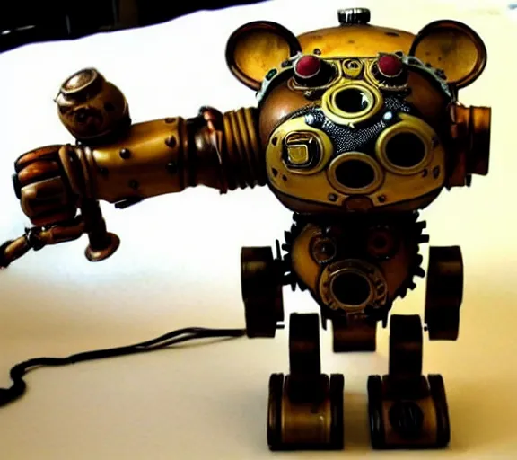 Prompt: steampunk ferret - shaped mech, steampunk bioshock - inspired borderlands - inspired ferret - shaped robot