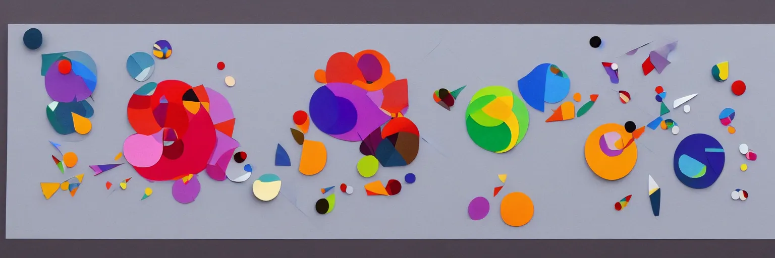 Prompt: simplified 3D kandinsky style paper art