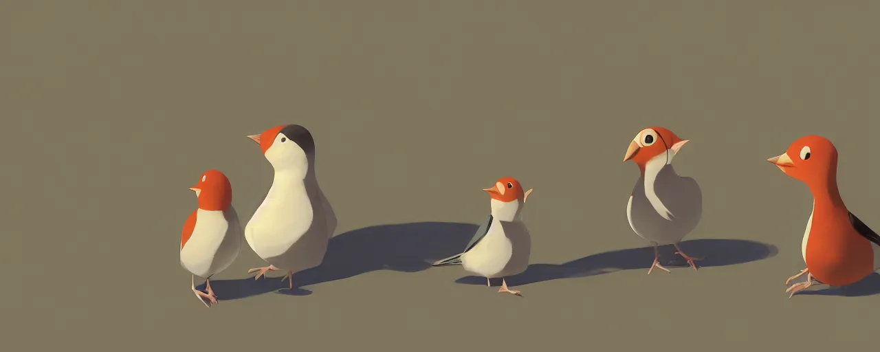 Image similar to gori fujita ilustration a game development studio, little worried birds are secretly talking close up painting by goro fujita, sharp focus, highly detailed, artstation