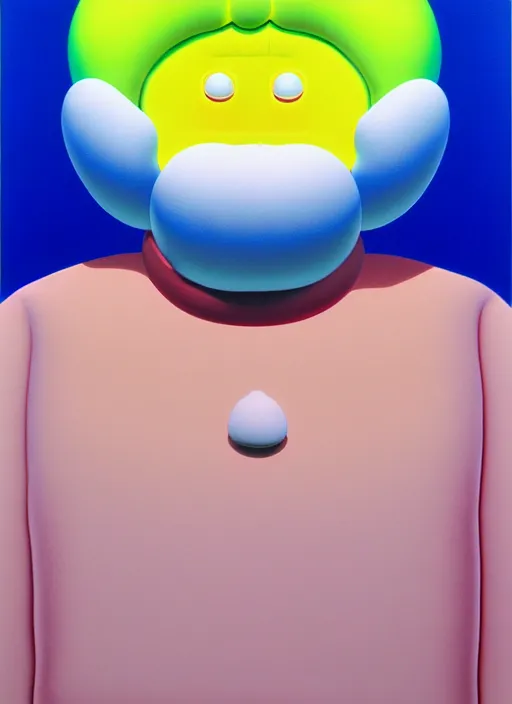 Image similar to puffy person by shusei nagaoka, kaws, david rudnick, airbrush on canvas, pastell colours, cell shaded, 8 k