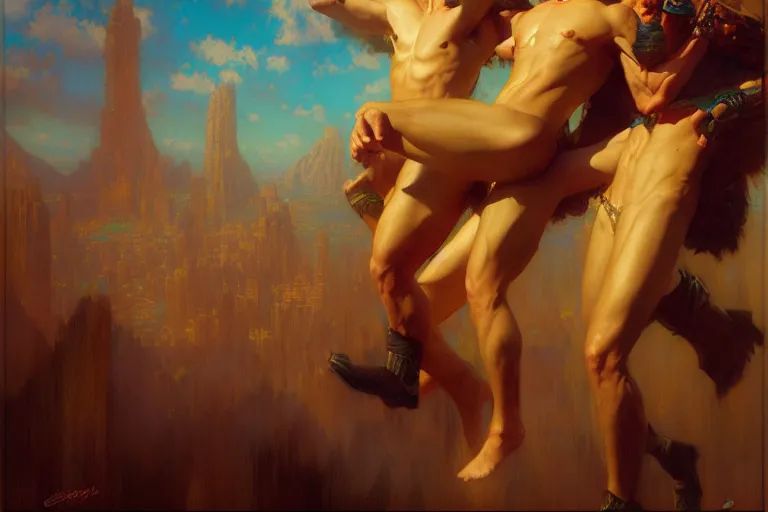 Image similar to vaporware, painting by gaston bussiere, craig mullins, j. c. leyendecker, tom of finland