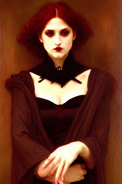 Image similar to victorian vampire, painting by rossetti bouguereau, detailed art, artstation