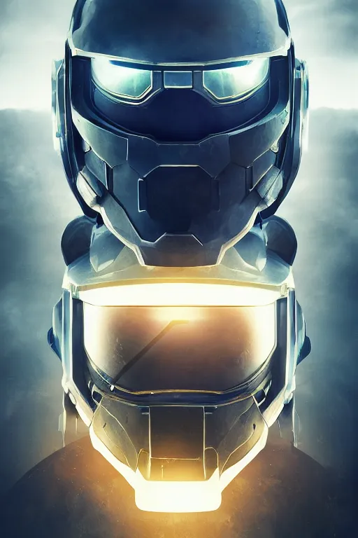 Image similar to robot ninja mask helmet halo master chief radiating a glowing aura global illumination ray tracing hdr fanart arstation by ian pesty and katarzyna da „ bek - chmiel