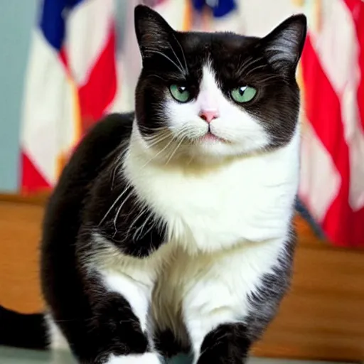 Image similar to photo of a cat president of usa