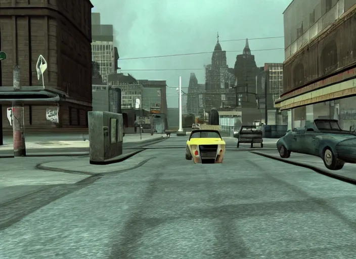 Prompt: lonely city streets. screenshot of goldeneye. nintendo 6 4 ( 1 9 9 6 )