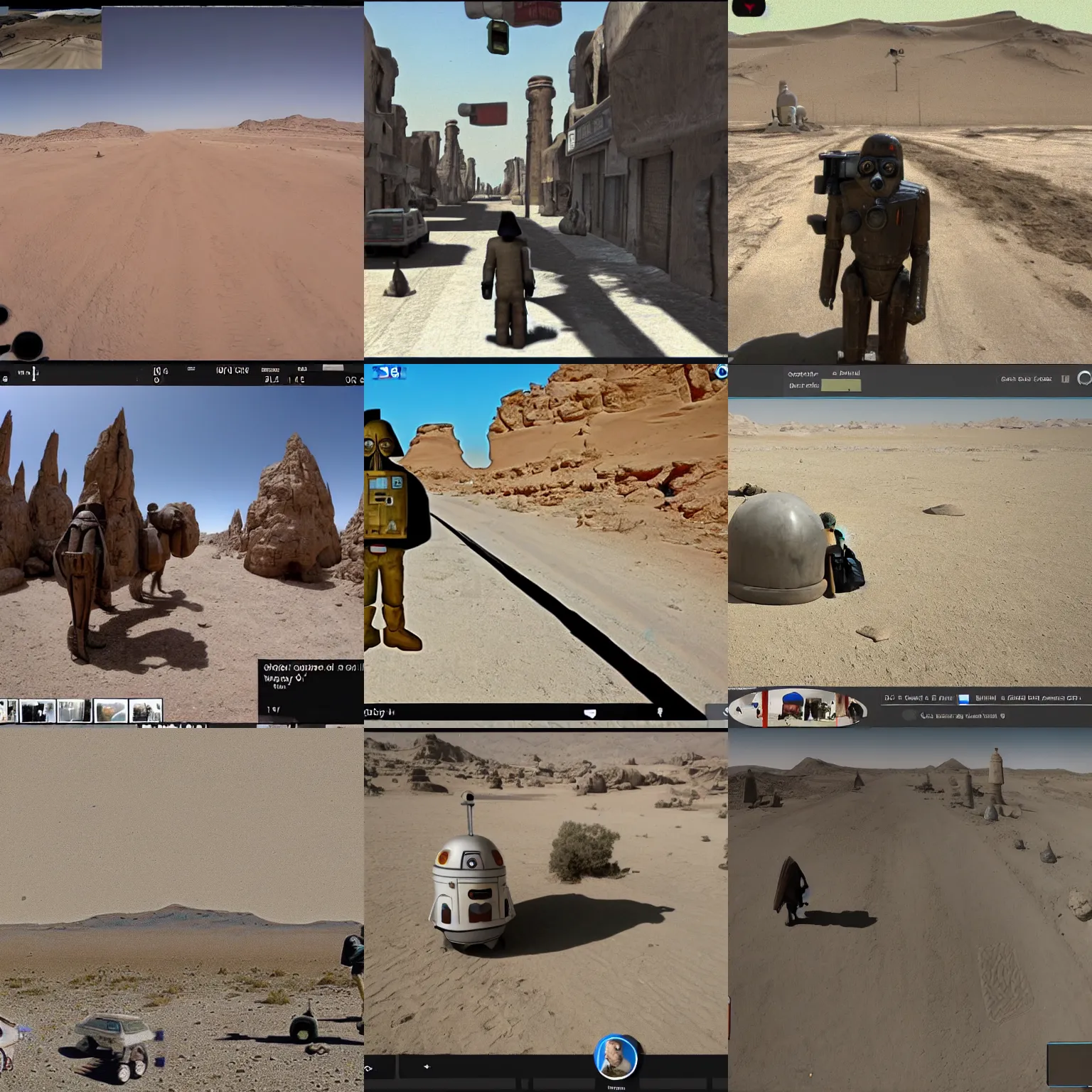 Prompt: google streetview screenshot from mos eisley