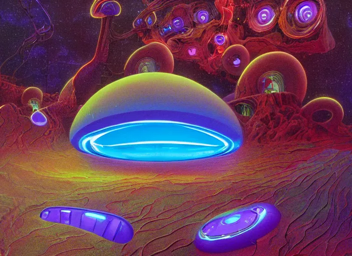 Prompt: close up photography of strange surrealist detailed glowing alien electronic-musical-instruments!! in a bryce 3d surrealist landscape biome, designed by pixar!!, Michael Whelan art directs Dune (1984), hyper detailed, photorealistic, 8k, hd