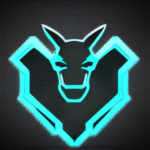 Prompt: stylized cyberpunk minotaur logo, cyan and black, abstract